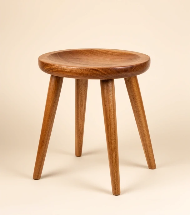 Openshaw low stool in ash with a dished seat
